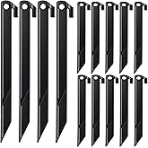 Aoipend 16 Pcs Plastic Stakes 12 inch Heavy Duty Tent Stakes, Replacement Inflatables Stakes, Outdoor Yard Ground Anchor for Christmas Decorations Garden Tent, Camping Accessories Black