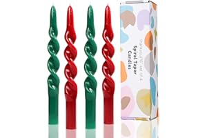 LPUSA 10 inch Christmas Taper Candles-Green and Red Spiral Candles-Unscented Candle Sticks and Dripless,Perfect as Dinner Candles-4pcs(Green,Red)