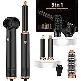 5 in 1 Hair Dryer Brush Set,Professional Negative Ionic Hot Air Styler, Air Curling Wrap Styler,Detachable Blow Dryer Brush With Auto Wrap Curlers,Hair Styling Tools For Straight/Curl/Drying/Smoothing