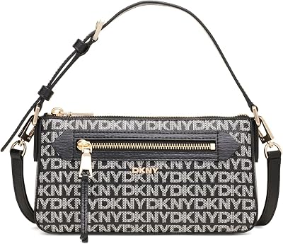 DKNY Bryant Ave Top Zip Demi Crossbody, Mulheres, Preto Logo Preto
