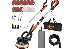 CUBEWAY Drywall Sander,780W Electric Drywall Sander Tool with Vacuum Dust Collection, 7 Variable Speed Power Ceiling Sander Tool with LED for Wall, Floor, Popcorn Ceiling Removal