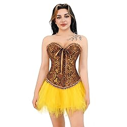 frawirshau Women's Lace Up Boned Overbust Corset