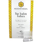 Beesworks Lip Balm Containers, Round Tubes | Pack of 40 | Clear, 0.15oz Containers with Caps, Made in USA | For DIY Lip Stick, Homemade Lip Balms