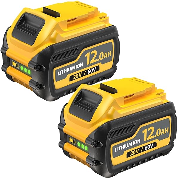2-PACK 12000MAH REPLACE BATTERY FOR DEWALT 20V/60V MAX BATTERIES COMPATIBLE WITH DEWALT 20V/60V CORDLESS POWER TOOLS DCB606 DCB609 DCB612 DCB200 DCB206 DCB207
