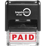 Imprint 360 AS-IMP1027 - Paid, Heavy Duty Commerical Quality Self-Inking Rubber Stamp, Red Ink, 9/16" x 1-1/2" Impression Siz