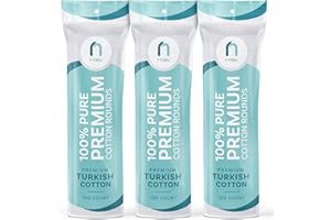 R-Neu 300 Count Premium [Turkish] Cotton Rounds, Stitched, Waffle Textured, 100% Pure & Natural Cotton Pads for Face, Hypoallergenic Makeup Remover (Packaging May Vary)