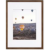 Marsmiles 12x16 Wooden Picture Frame, USA-Sourced Natural Oak Solid Wood Photo Frame with Plexiglass for Display Pictures 8.5x11 with Mat or 12x16 without Mat, Walnut, 1 Pack