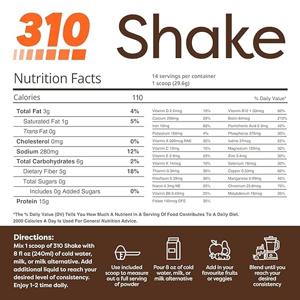 310 NUTRITION ALL-IN-ONE MEAL REPLACEMENT SHAKE-SUPERFOOD PROTEIN WITH FIBER, PROBIOTICS & ADAPTOGENS – LOW CARB, VEGAN, KETO & PALEO FRIENDLY –𝟭𝟰 𝗦𝗲𝗿𝘃𝗶𝗻𝗴𝘀 𝗖𝗵𝗼𝗰𝗼𝗹𝗮𝘁𝗲 𝗕𝗹𝗶𝘀𝘀