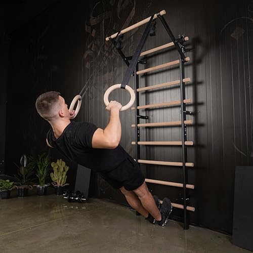 Wood Stall Bar Swedish Ladder With Dip bars Pullup Bar Olympic - Main Image