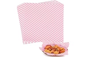 GeeRic Christmas Parchment Paper for Food Wrapping 12 * 12 Inch, 100 Pcs Food Basket Liners for Sandwiches, Burgers,X'Mas Deli Food Wrapper Wax Paper Sheets Diagonal Stripe Pink