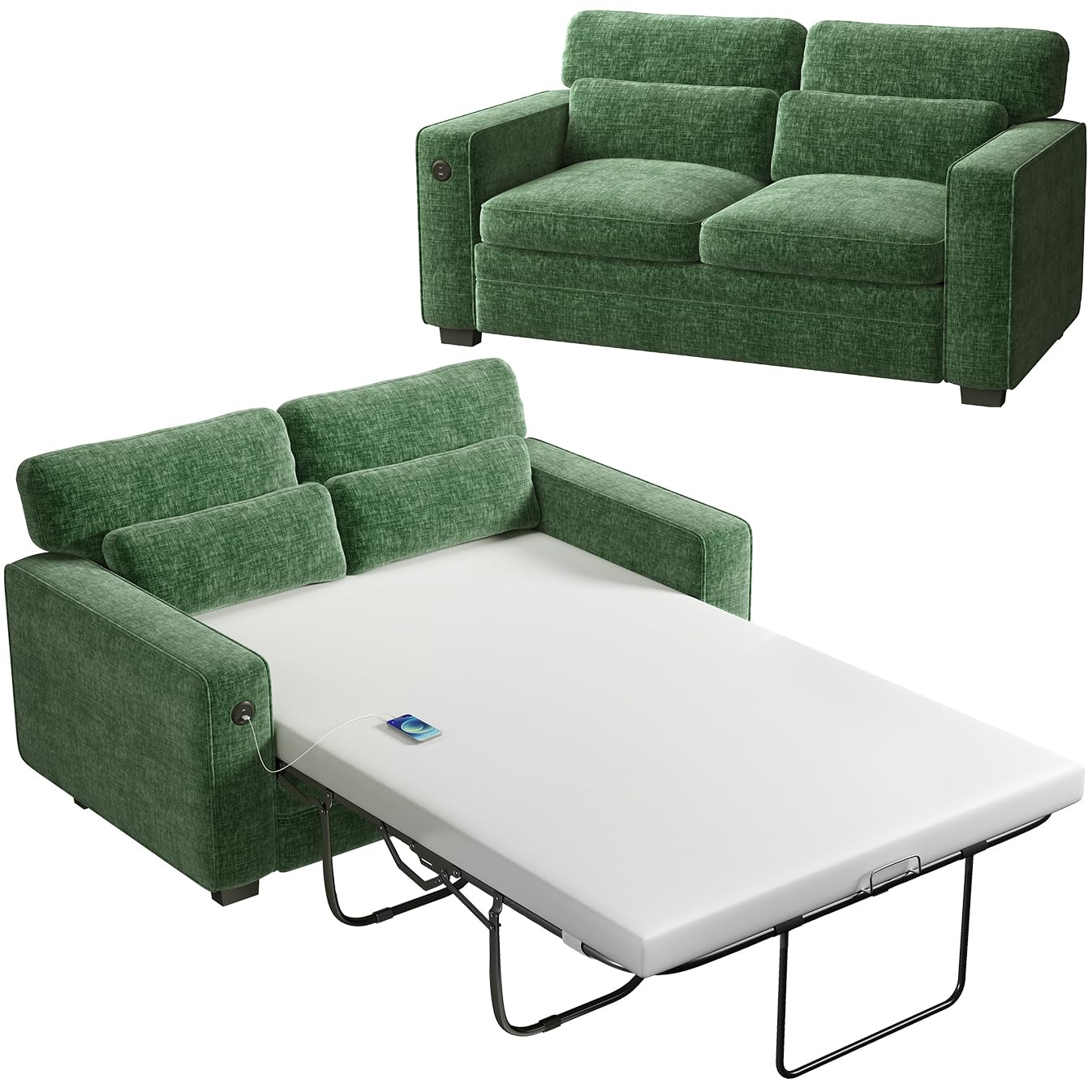 Photo 1 of ***JUST ONE BOX*** Marsail Pull Out Sofa Bed, Green