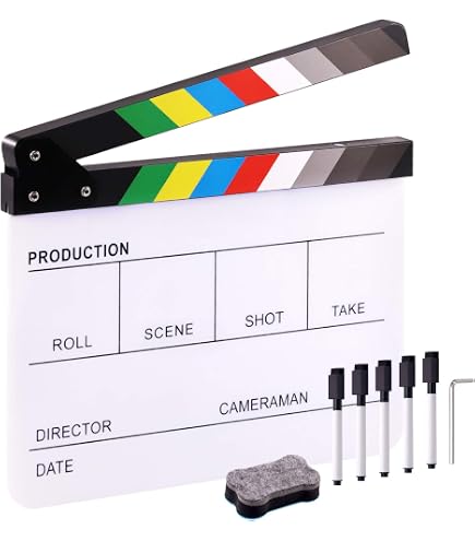 Clapper Board En Bois 20x20cm - Ardoise Effaçable à Sec, Accessoire Tournage Film & Photo - Pour Réalisateurs