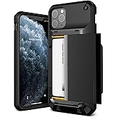VRS DESIGN Compatible for iPhone 11 Pro Max Case with Card Holder [Damda Glide Pro], Premium Sturdy Semi Auto Card Slot Wallet [4 Cards] Case for iPhone 11 Pro Max 6.5 inch (2019) Logo Black