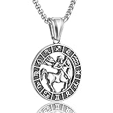 Zodiac Sign Necklaces for Men Women Stainless Steels Leo Libra Aries 12 Constellation Pendant Necklace Astrology Jewelry Birthday Gift