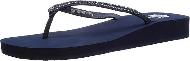 yellow box denim flip flops