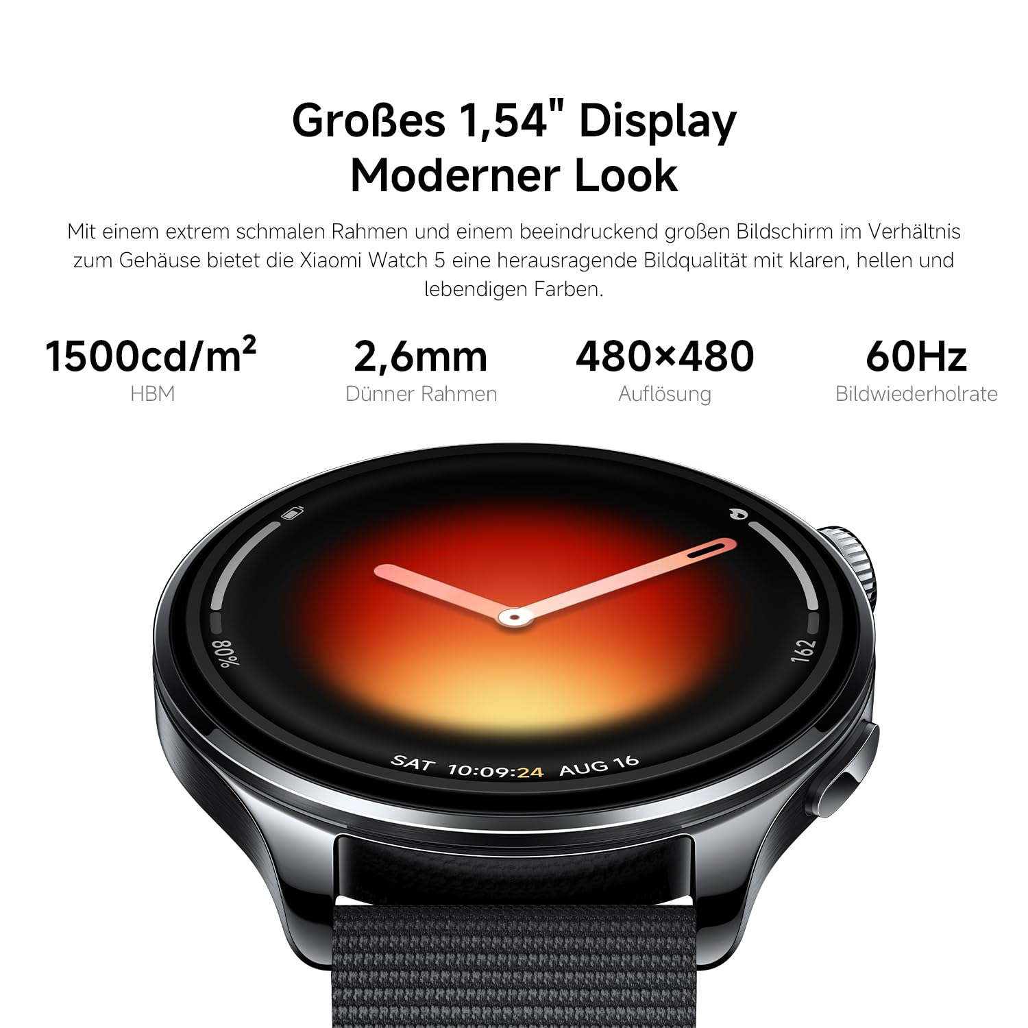 XIAOMI Watch 5 Smartwatch, Google Wear OS, NFC-Zahlung, KI mit Gemini, 1,54” Display, 47mm, bis zu 6 Tagen Akkulaufzeit, GPS-Fitness-Tracking, Gestensteuerung, Saphirglas und Bluetooth, Schwarz 3