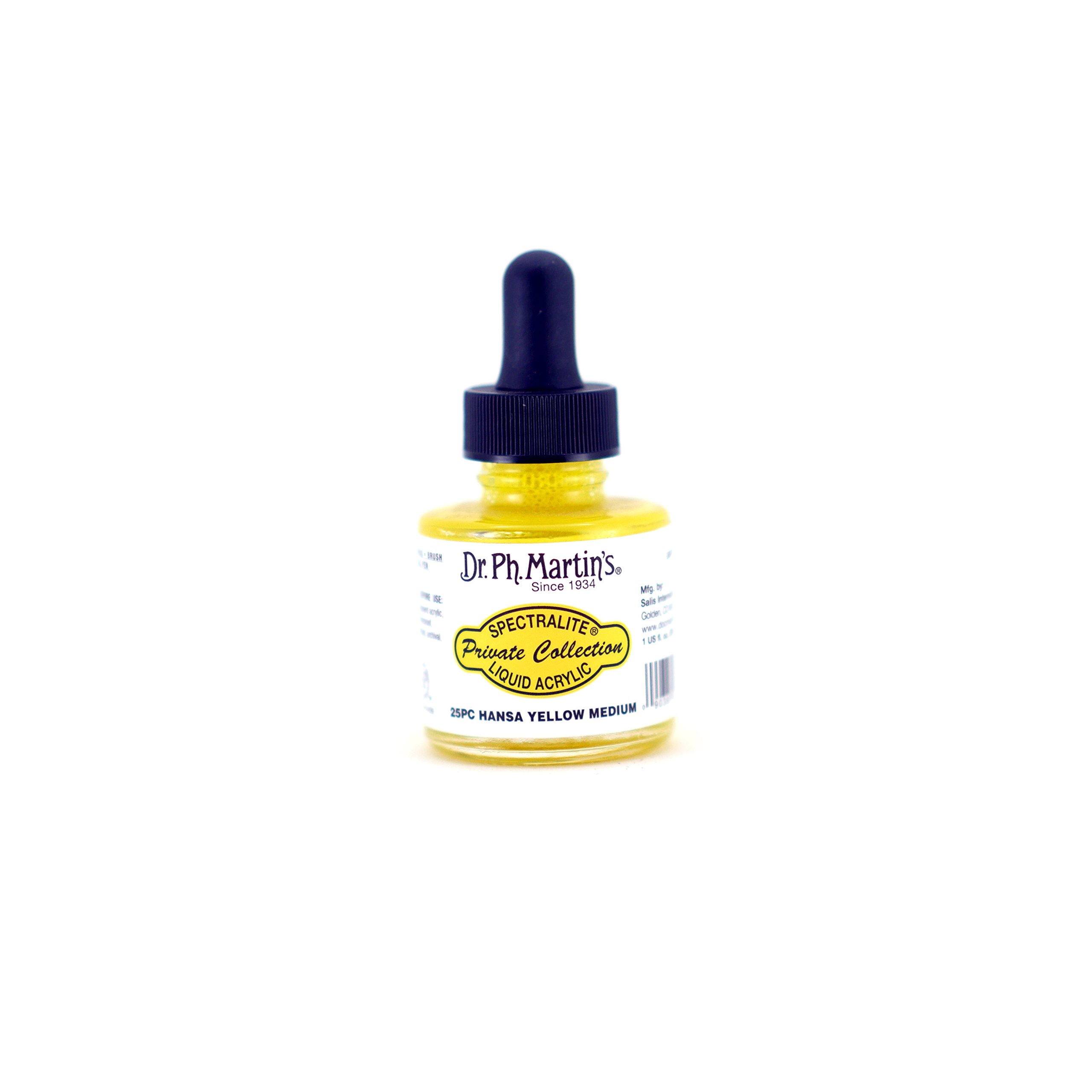 Dr. Ph. Martin's Spectralite Private Collection Liquid Acrylics, 1.0 oz, Hansa Yellow Medium (25PC)