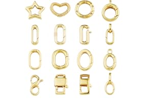 16PCS 18K Gold Filled Oval Carabiner Clasp, Lobster Claw and Spring Clasps for DIY Jewelry Making, Necklace Bracelet Keychain
