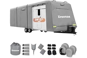 XPORTION 16ft Up to 36ft RV Cover,Travel Trailer Cover 24-27ft,Camper Cover Waterproof and UV Resistant Camping,Travel Cover 