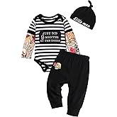 Baby Boy Clothes Tattoo Sleeve Funny Romper Bodysuit+Pants 3PCS Infant Outfits Set
