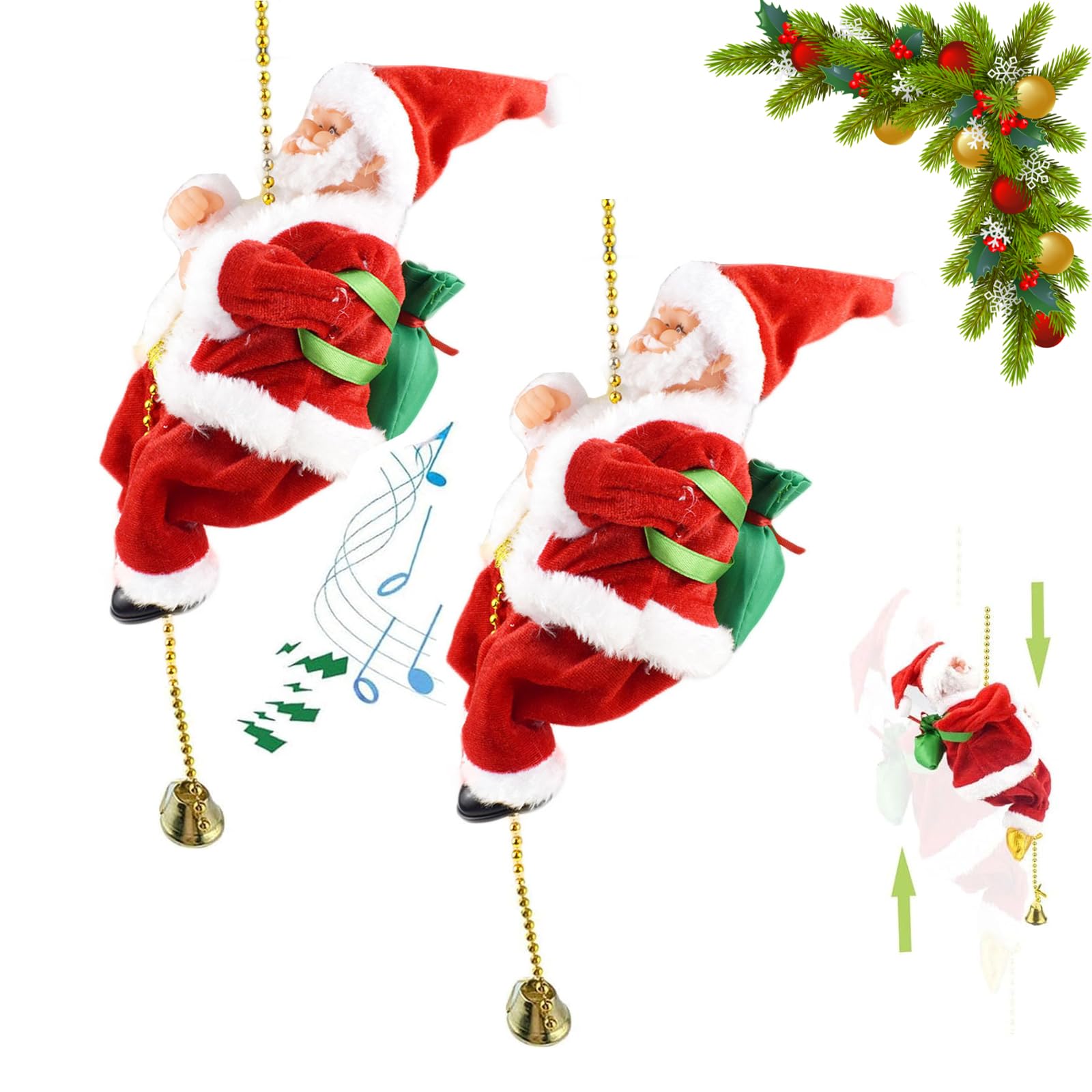Photo 1 of *NONFUNCTIONAL** Santa Claus Musical Climbing Rope, Electric Climbing Santa on Rope, Christmas Ornament Xmas Climbs Up and Down with Light Music for Christmas Fireplace Home Decor