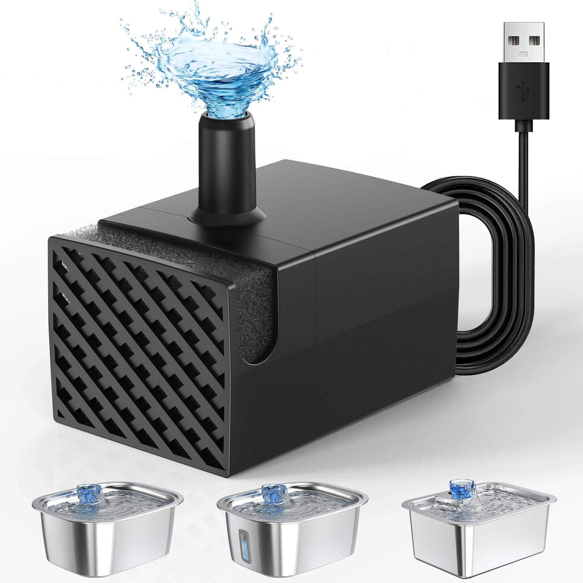 Photo 1 of Dog Water Fountain Pump Replacement for Stainless Steel Pet Water Fountain for Large Dogs, Replacement Pump for D2223, D2341, D2322,D2419 Models, Quiet and Safe