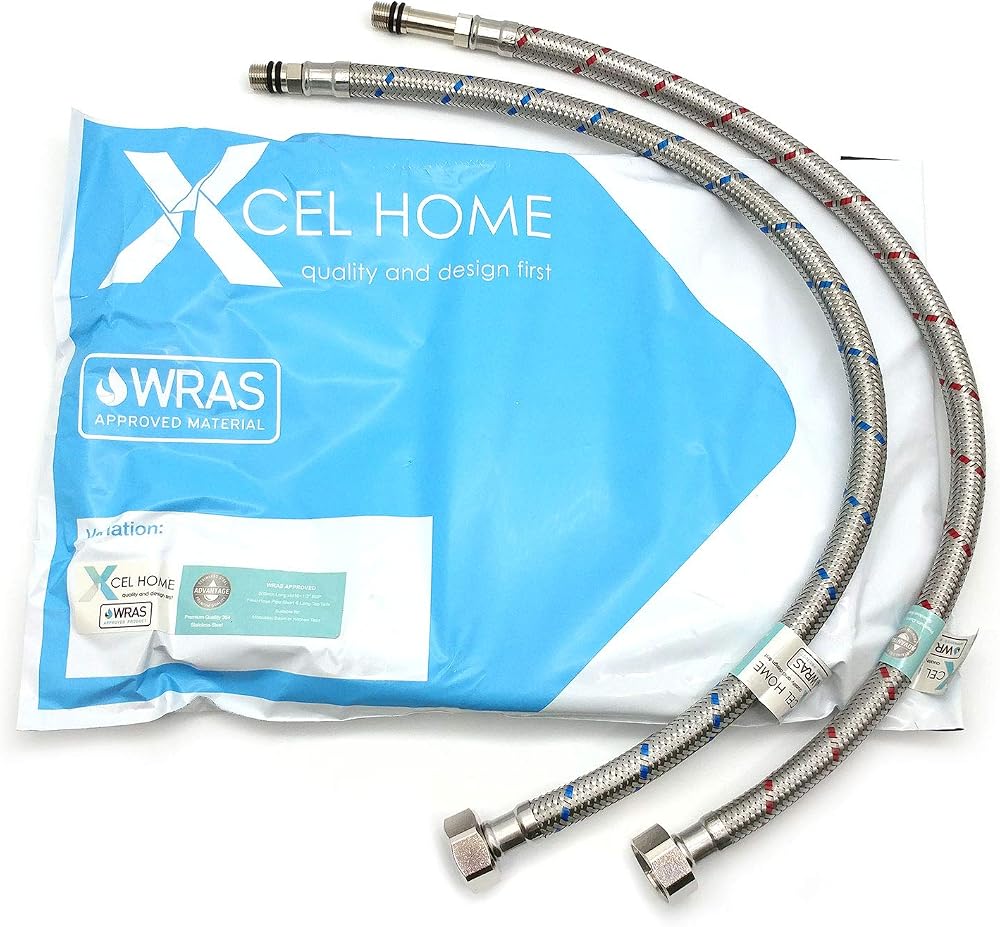 Xcel Home WRAS 500mm M10 to 1/2 Inch Flexible Pipe Tap Connector Stainless