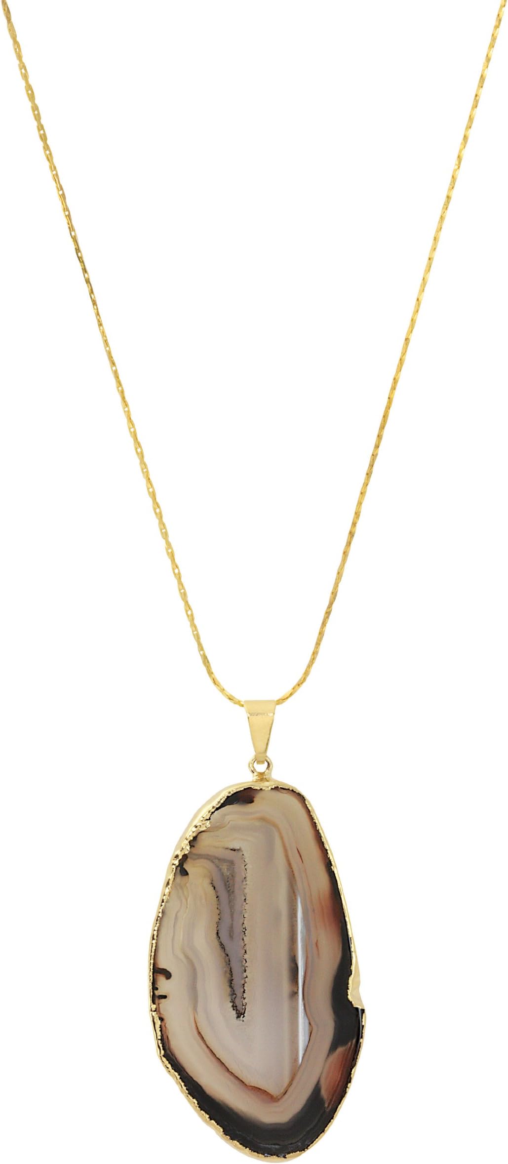 Simona JewelryNatural Brown Agate Slice Necklace