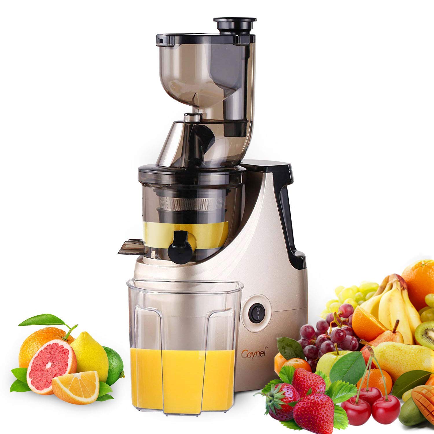 Slow Masticating Juicer Caynel Cold Press Extractor with 3" Wide Chute