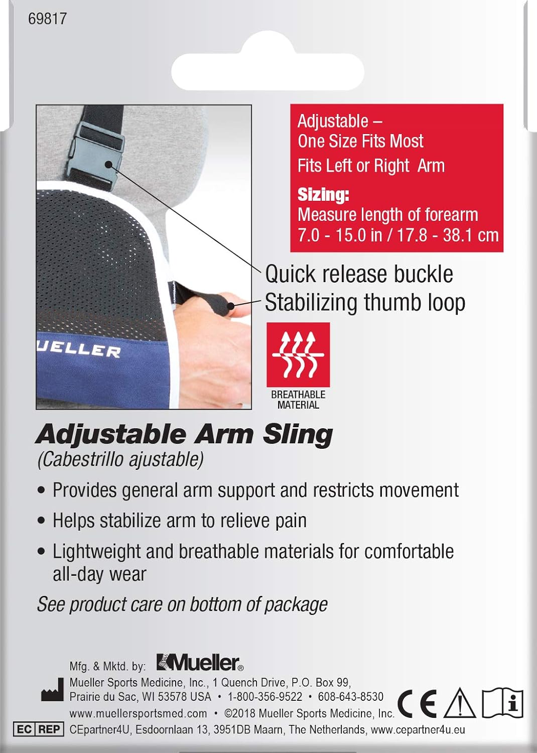 Mueller New & Improved Arm Sling, Blue, One Size Fits Most: Health & Personal Care