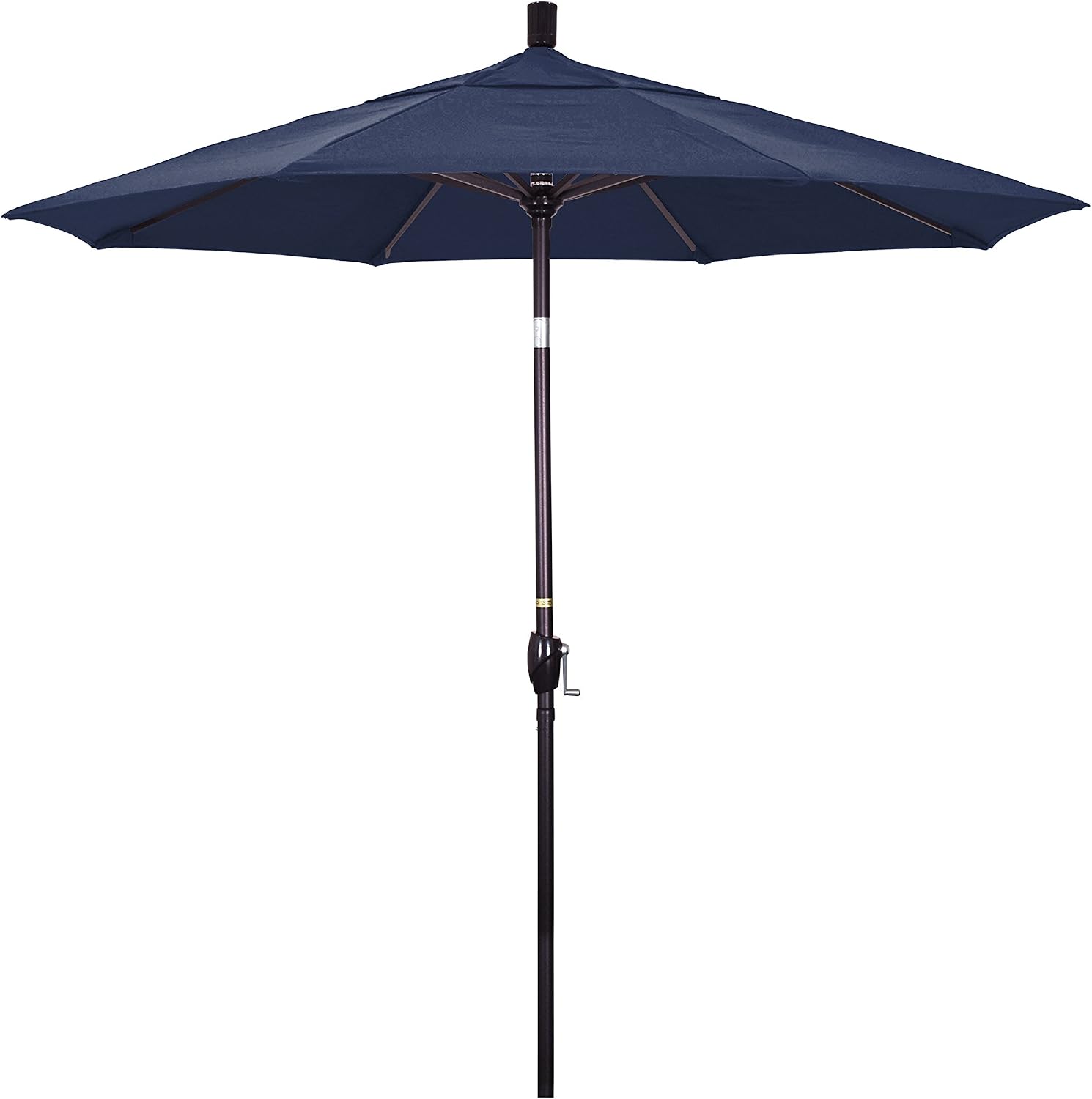 Amazon Com California Umbrella Gspt758117 F09 7 5 Round Aluminum Market Crank Lift Push Button Tilt Bronze Pole Olefin Navy Blue Patio Umbrella Canvas Patio Umbrellas Garden Outdoor