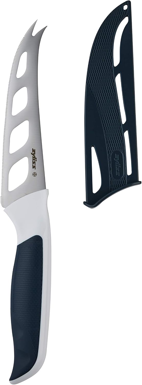 Zyliss E920219 Comfort Cheese Knife, 12cm/4.5in, Japanese Stainless Steel, Black/White, Kitchen Knife, Dishwasher Safe