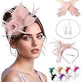 KYTRSTX Fascinators Hat for Women Tea Party Headband Derby Wedding Flower Cocktail Mesh Feathers Hair Clip