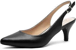 Greatonu Women's Slingback Kitten Heel Pointed Toe Dress Pumps Shoes