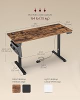 VASAGLE Electric Standing Desk 60x140 cm 72-120 cm 4 Memory Heights Rustic view 5