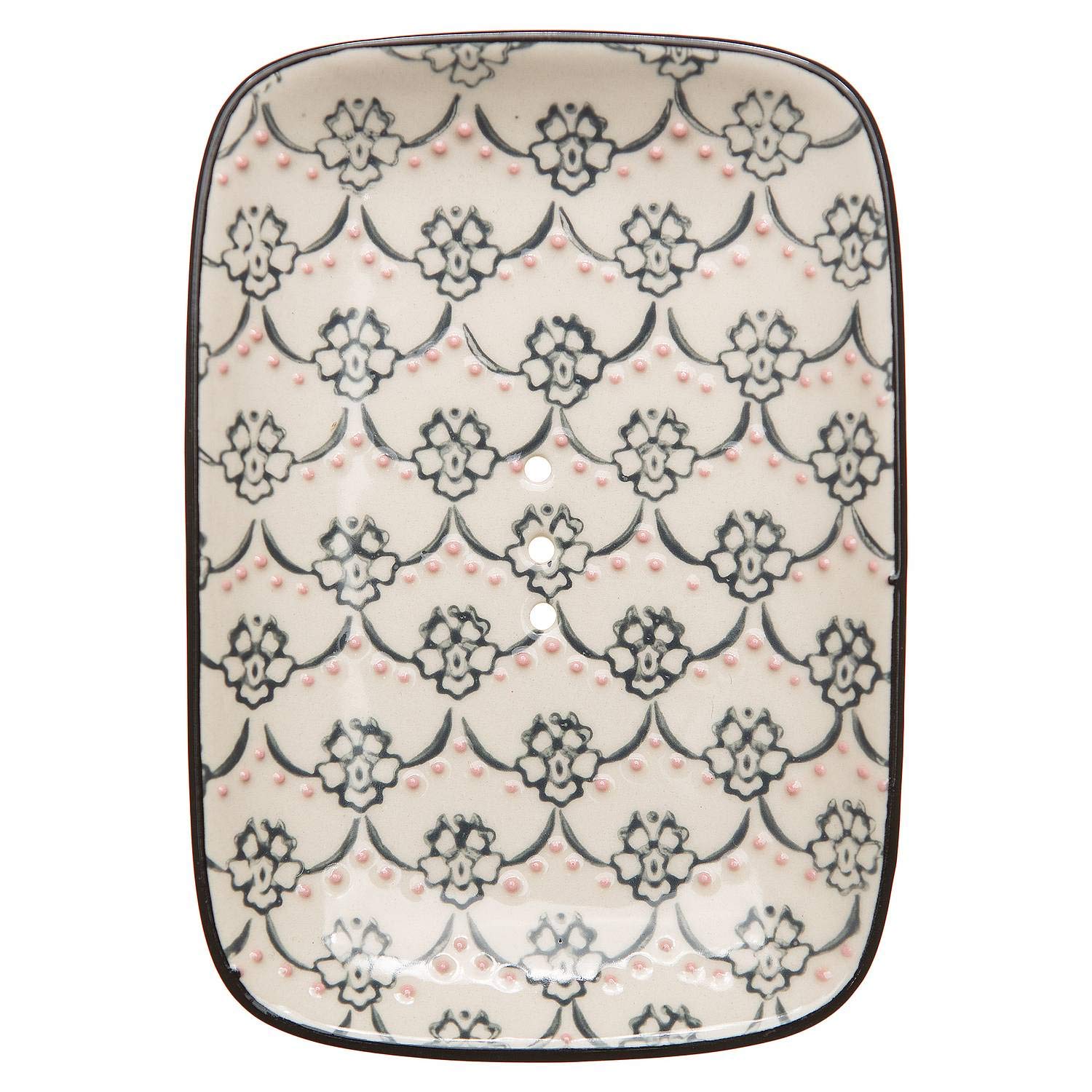 Tranquillo Square-shaped Soap Dish FINE made of Stoneware - with holes for the water drainage 13,5 x 9,5 x 2 cm Home Bathroom Present Deco