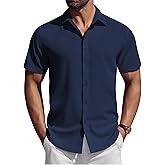 COOFANDY Mens Short Sleeve Button Down Shirts Casual Summer Shirt Untucked Dress Shirts