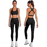 ABOCIW Womens Seamless Workout Sets Racerback Sports Bra Crop Tank Top High Waist Leggings 2 Piece Gym Yoga Outfits