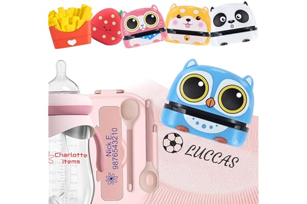 SUPHELPU Name Stamp for Clothing Kids Waterproof, Clothing Stamps for Clothes Permanent, Personalized Stamp with Name, School Daycare Essentials for Fabric Plastic Label Bottles Child Baby