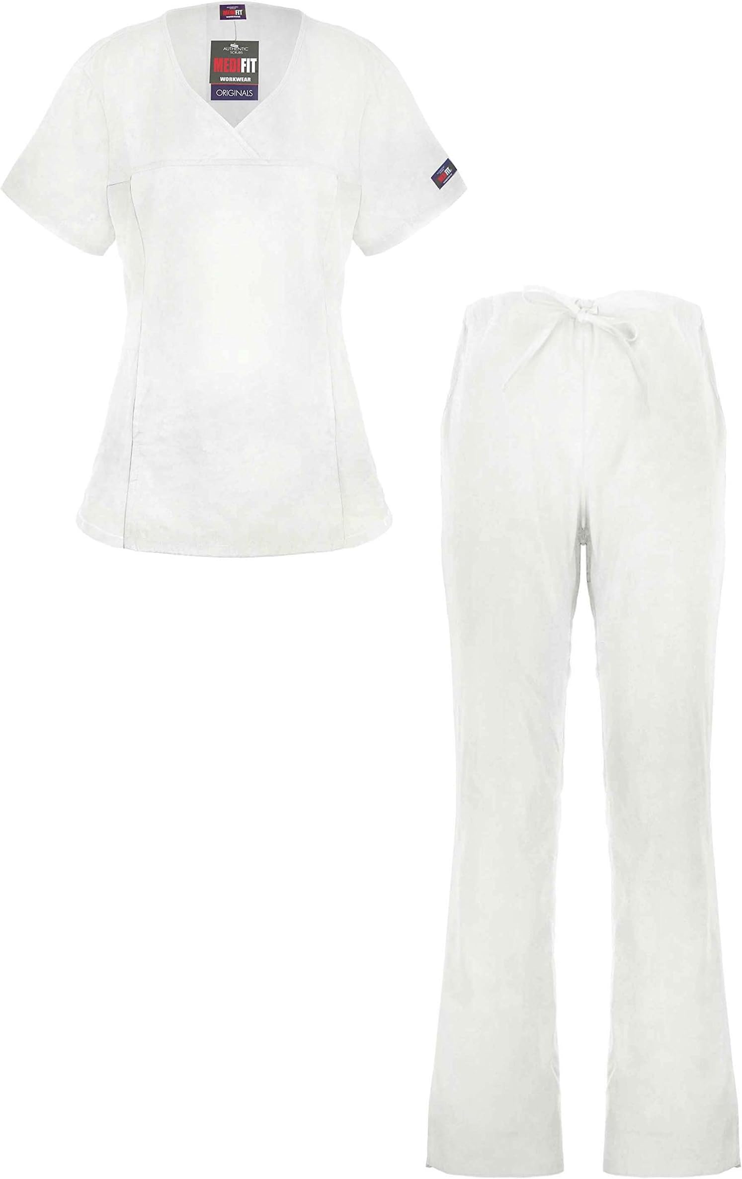 MediFit Women's Mock Wrap Medical Top & Pants Scrub Set