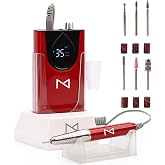 M Max Nail Drill, Brushless 2-in-1, 35000 RPM, Cordless | Red | Aluminium Alloy Casing, HD Display | For Salon &amp; Home Use