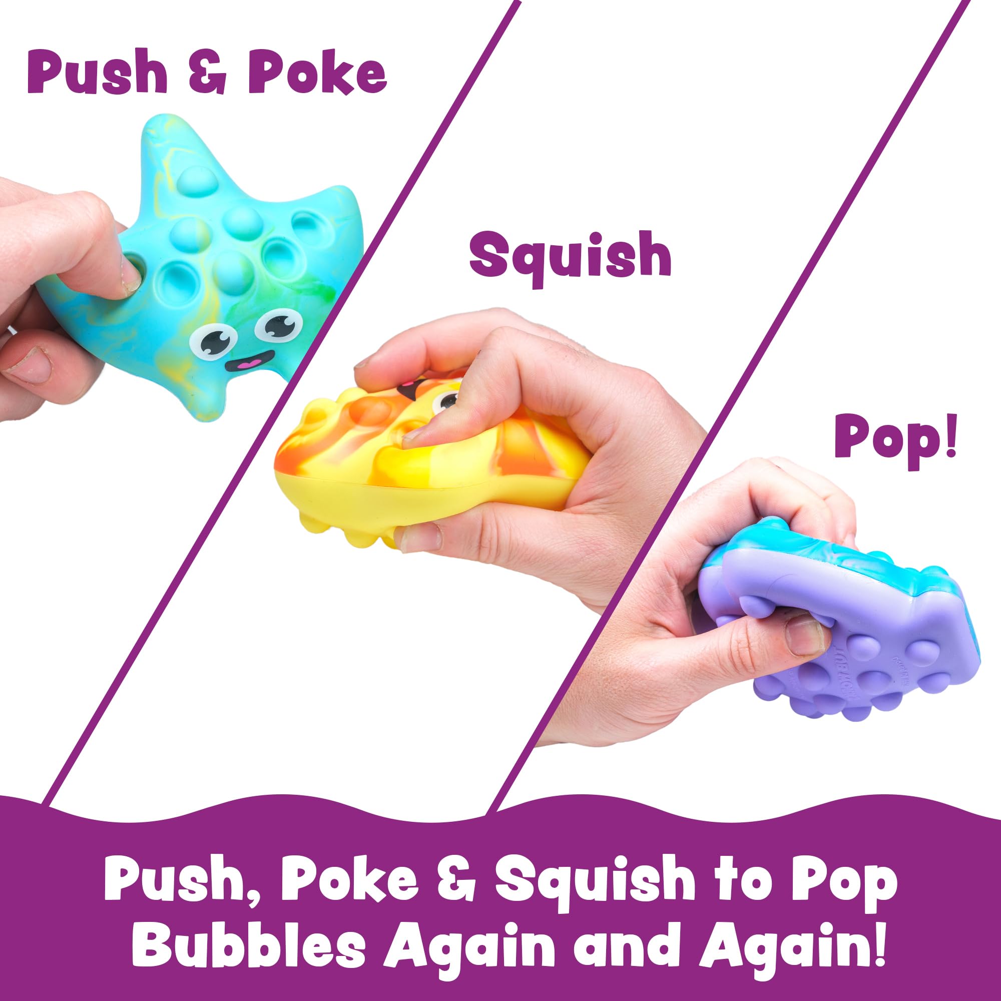 Tub Poppers™ Popping Kids & Toddler Bath Toys, 3 Pack | Push, Poke, Squish & Pop it Fidget Toys for The Bathtub | Irresistible Bubbles with Satisfying 'Pops' | Multi Sensory Kids Bath Toys