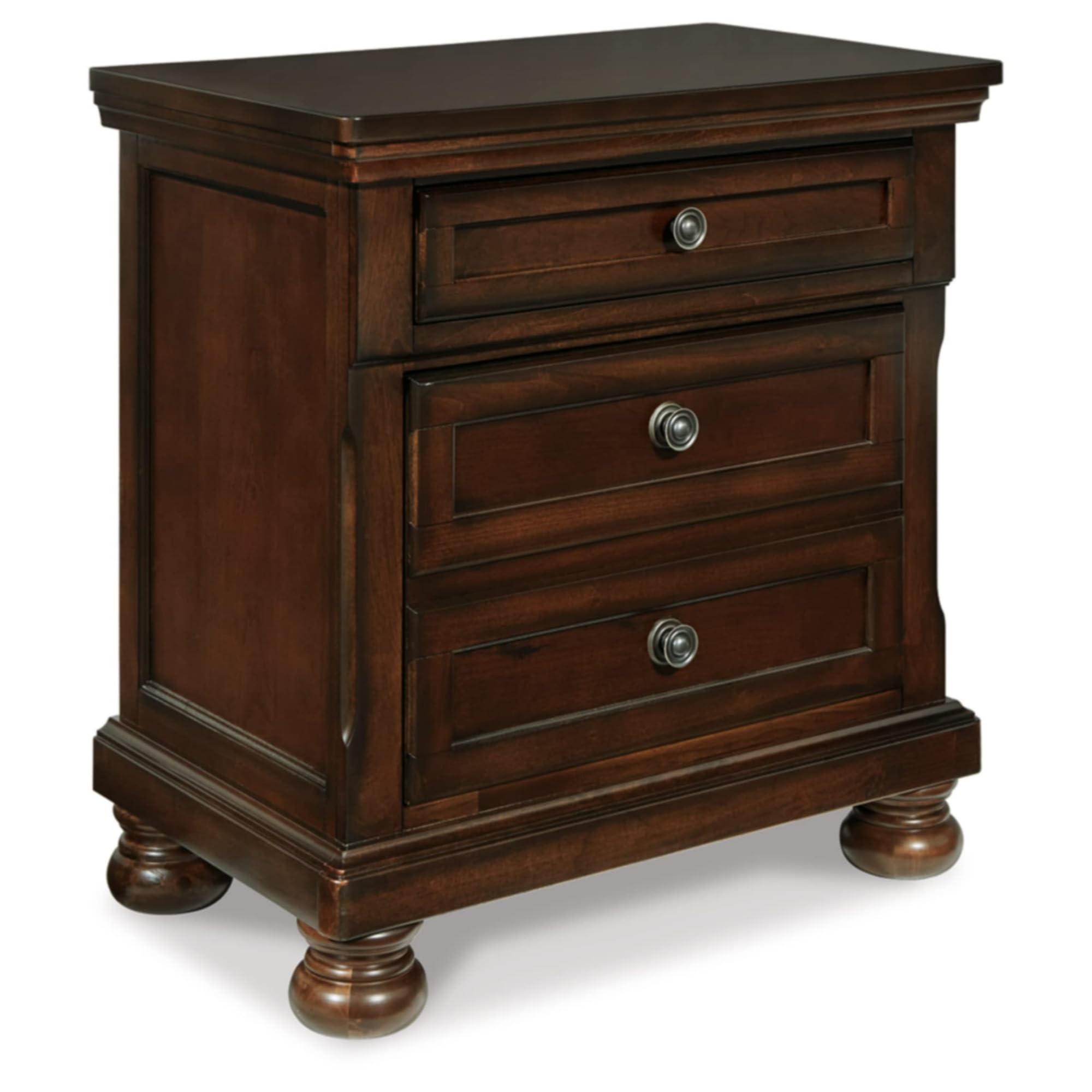 Photo 1 of Signature Design by Ashley Porter Classic 2 Drawer Nightstand with Dovetail and Ball-bearing Construction, 29.88" Tall, Dark Brown