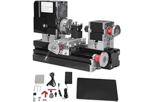 Vomeko High Power Mini Lathe with Drill Card 12VDC 60W 12000RPM for Metal Rotation, Mini Lathe with 100-240V AC Adapter, Prec