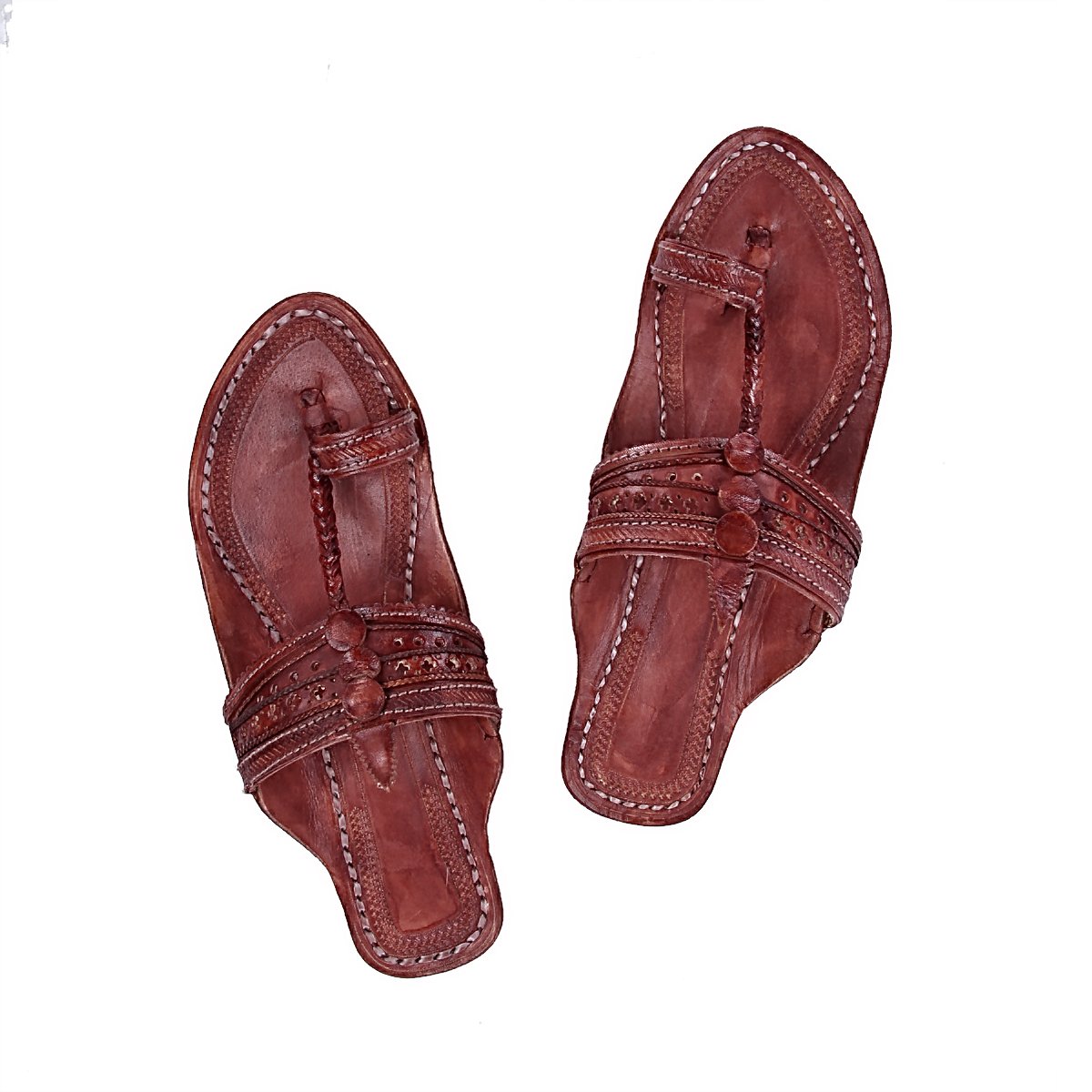 beautiful red brown triangular upper ladies kolhapuri chappal krka-w-336