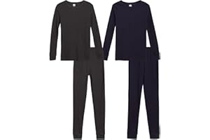 ONLY BOYS’ Thermal Underwear Set – 4 Piece Waffle Knit Top and Long Johns (2T-16)