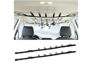 Roylvan 2 Pack Vehicle Fishing Rod Holder - Fishing Pole Car Rack 5 Rods Capacity, Adjustable 30 to 54 Inches Horizontal Roof Storage Carrier Belt for SUV, Truck and Van, Black