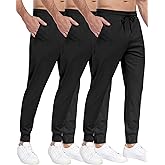PARISDIARY 3 Pack Men's Sweatpants with Zipper Pockets,Workout Gym Traning Track Joggers Pants for Men Running Jogging Pants