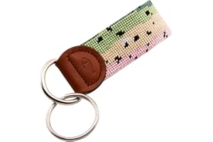 Huck Venture Leather Hand-Stitched Needlepoint Key Fob or Key Chain