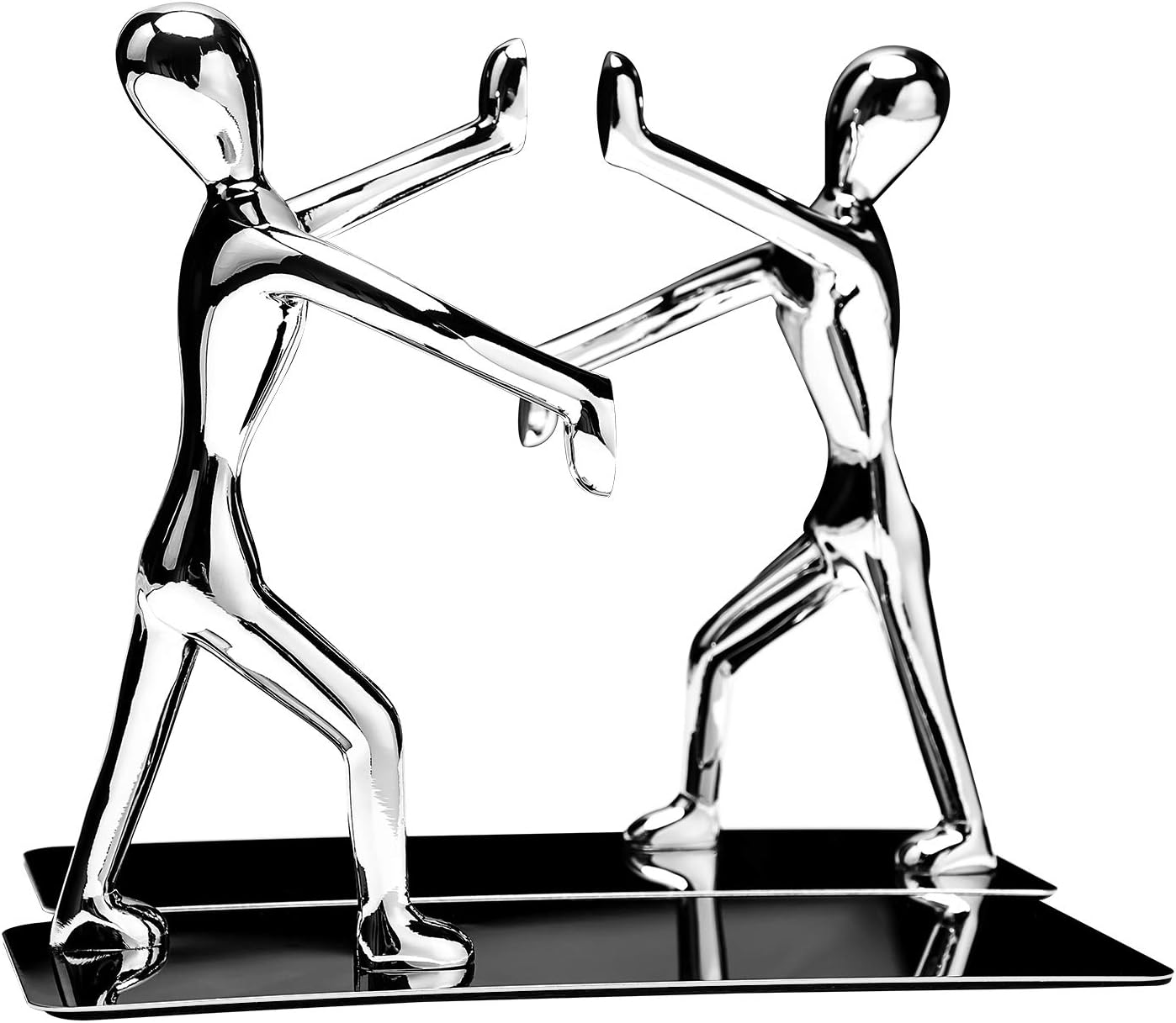 Kioneer Heavy Duty Stainless Steel Kung Fu Man Bookends Nonskid Humanoid Bookends for Home Office Llibrary School Decorative bookends (Kung Fu Man silver)